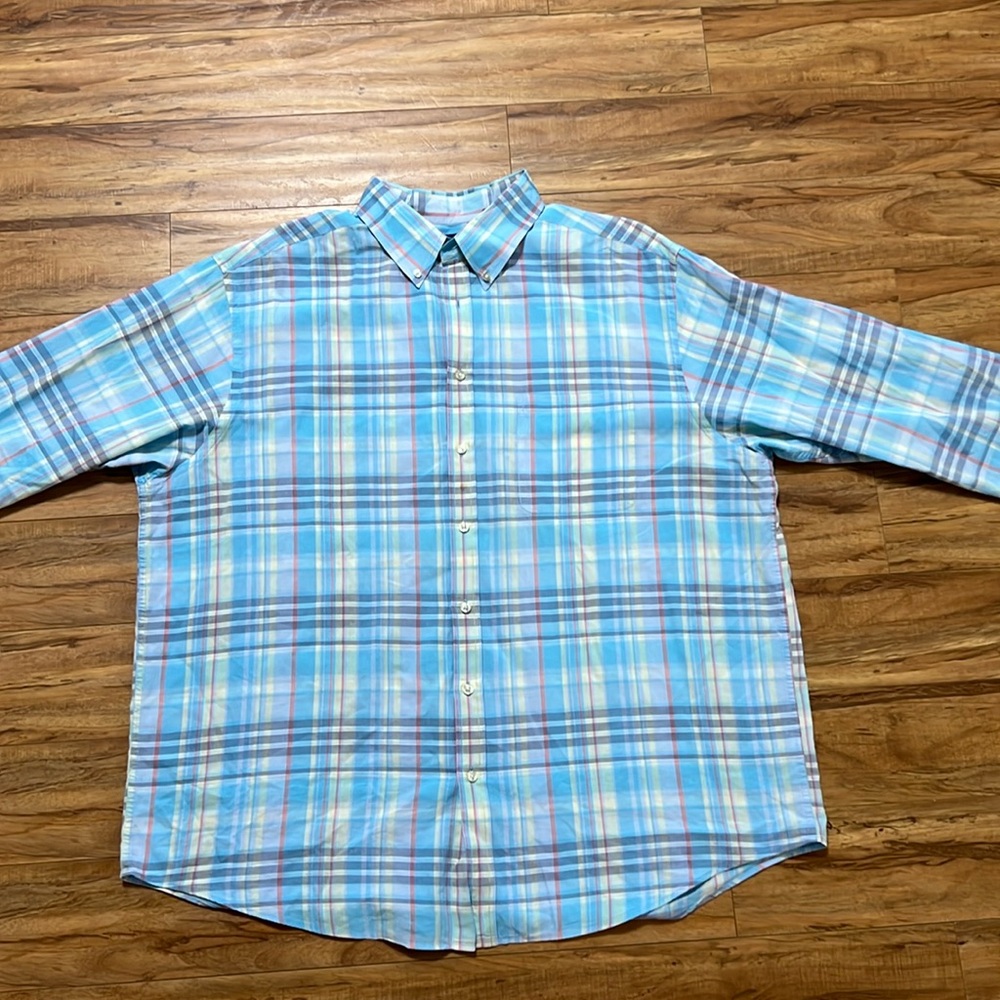Casuals by Roundtree and Yorke Plaid Button Down Shirt Size 2XT